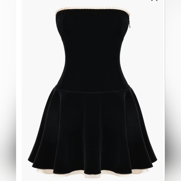 NWT House of CB Black and Cream Strapless Mini Dress Size XS - Picture 3 of 8
